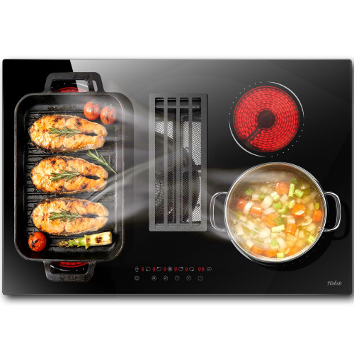 Hobsir Ceramic Hob with Extractor Hood, 4 Zones