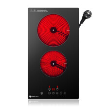 AMZCHEF Ceramic Hob 2 Zones, 3000W Electric Hob