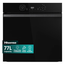 Hisense BI622ABPGUK - Built-in 77L Electric Single Oven - Stainless Steel with Even Bake, 300C Pizza Mode, Frozen Food Mode, Steam Clean - A Rated,