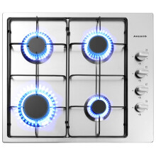 Arebos 4-burner gas hob | 58 cm stainless steel stove with automatic flame protection | Natural or propane gas | Self-sufficient, efficient, and ener