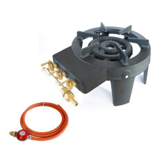 Cast Iron Burner Triple Ring Gas Stove 9.8 KW with Gas Hose and Propane Regulator, 3000 Watts