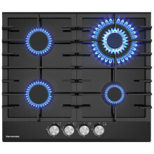 ThermoMate GHBG604 Black Gas Hob 4 Burners, Glass