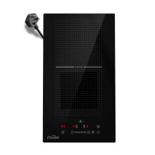COVERCOOK 2-Zone Induction Hob with Plug,2800W Induction Cooktop with Touch Control,30cm Electric Hob with Flex Zone,9 Power Levels,Boost,Child Lock,