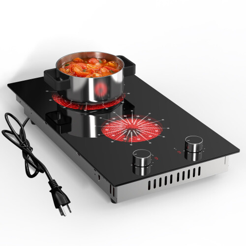 Disaenvir 2 Burner Cooktop, 12 Inch Stovetop Built-in