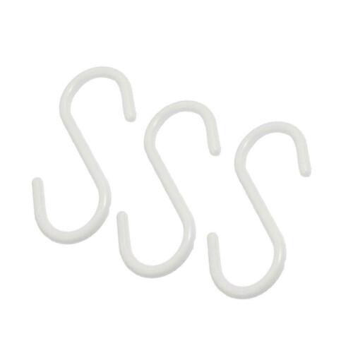 3 Pcs White Plastic S Shaped Hanging Hooks Scarf Apparel Hangers 1