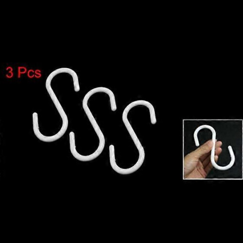3 Pcs White Plastic S Shaped Hanging Hooks Scarf Apparel Hangers 2