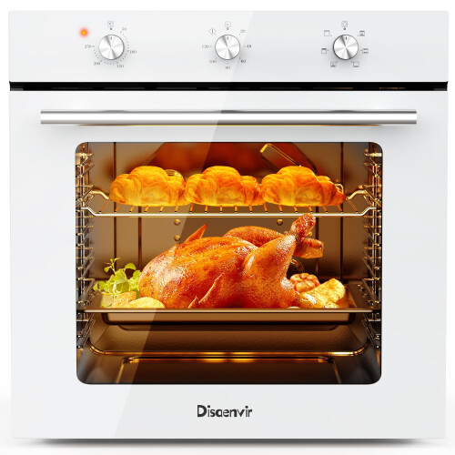 Disaenvir Electric Oven 60L with Plug, Built-In Single Oven 6 Functions