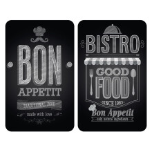 WENKO 2521483100 Universal cover plates Bon Appetit - set of 2, for all types of cookers, Tempered glass, 30 x 52 cm, Multicoloured