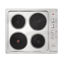Klarstein Appetito Built-In Solid-Plate Cooktop, Residual Heat Indicator, Control Knobs, 6 Power Levels, Electric, Hotplates, Stainless Steel, 4 Plat