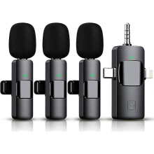 3 in 1 Wireless Lavalier Microphone for iPhone, iPad, Android, Camera,1