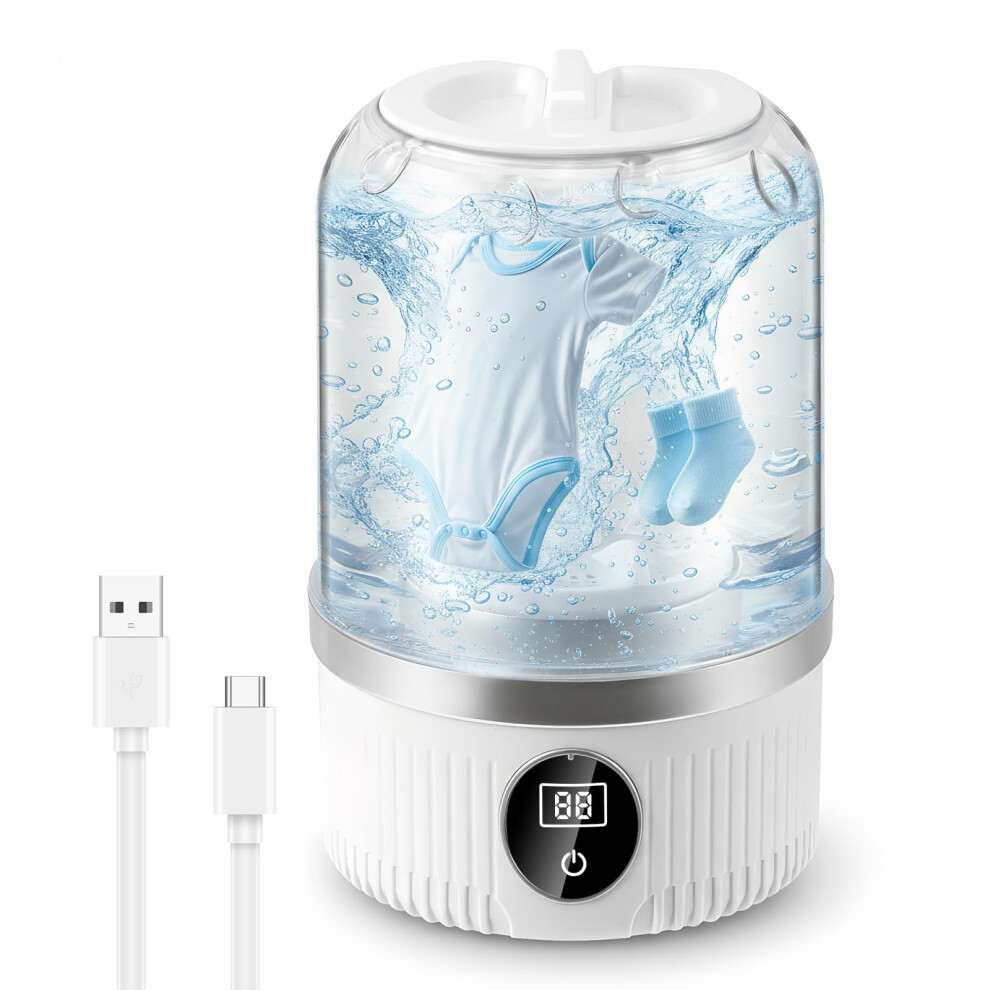 Makdly Underwear Washing Machine,1.3L Cordless Mini Washing Machine,Portable