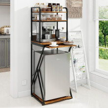 PUNCIA 4-Tier Mini Fridge Stand with Mini Fridge Space Coffee Bar Organiser