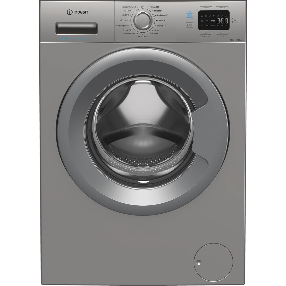 Indesit Push &Go Ip 1046S Push &Go Uk 10Kg Washing Machine - Silver - Image 4