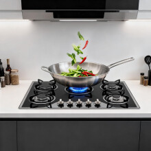 Gas Hob 5 Burners Built-in Stove 2in 1Cooktop Hob Cooker Electronic Pu