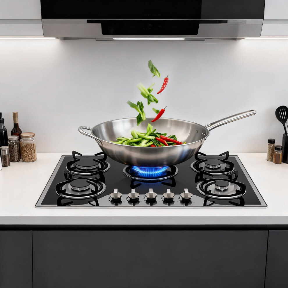 Dxbjksl Gas Hob 5 Burners Built-In Stove 2In 1Cooktop Hob Cooker Electronic Pu