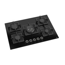 Ferre SC035-75cm Built-in Gas Hob - 5 Burners - Black Glass - Cast Iron Pan Supports