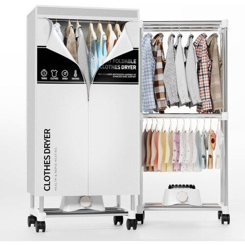 Kiseely Clothes Dryer, Portable Drying Machine with Timer,