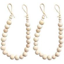 2X 2pcs Decorative Wood Bead Curtain Tiebacks Drapery Holder Window Draperies