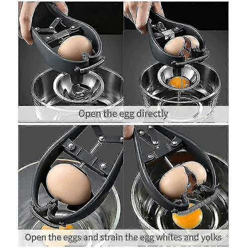 Egg Opener Breaker Egg Cracker, Stainless Steel Raw Egg Removable Automatic Separator , Handheld Rapid Eggshell Cutter With Egg Yolk White Separator 2