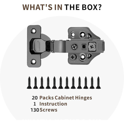 20 Pack Full Overlay Soft Close Cabinet Hinges 105 Frameless 3 Way Adjustable 2