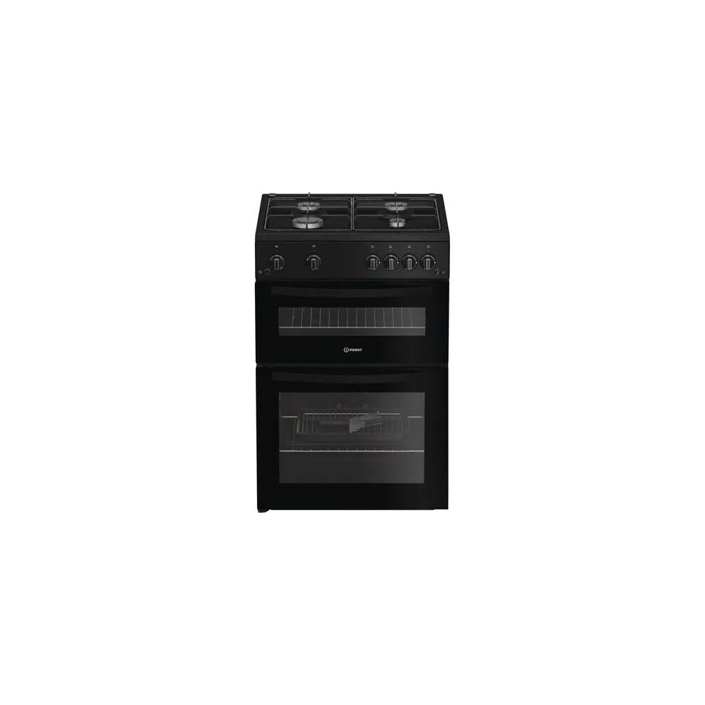 Indesit Itg6gb 60Cm Twin Cavity Gas Cooker, Freestanding, Black