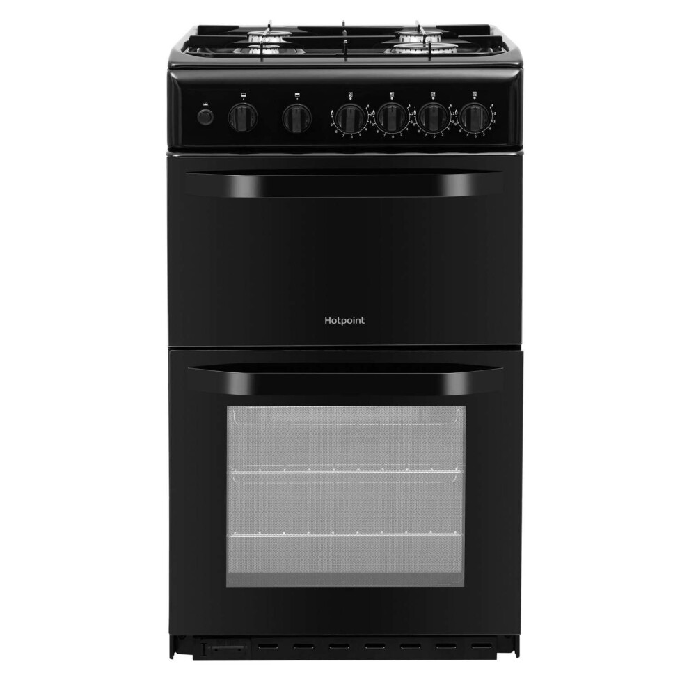 Hotpoint 50Cm Double Cavity Gas Cooker - Black