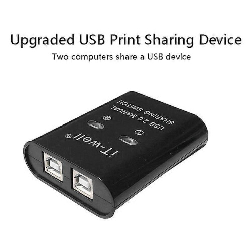 IT-Well USB Printer Sharing Device, 2 in 1 Out Printer Sharing Device, 2-Port Manual Kvm Switching S 2