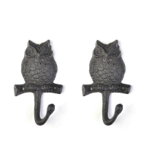2pc(owl)vintage Cast Iron Wall Hooks Antique Finish Metal Clothes Business Animal Head Decorative Hanger Home Accessories,hook