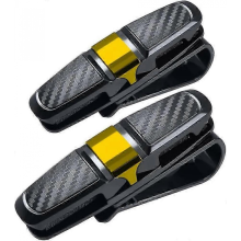 Car Visor Sunglass Frames with Ticket Holder, Black + Gold-JJ