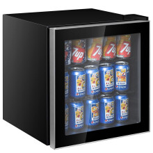 GiantexUK Mini Fridge, 46L Quiet Frost Free Beverage Cooler with LED Light, Adjustable Removable Shelves & Glass Door, Portable Table Top Small Drink