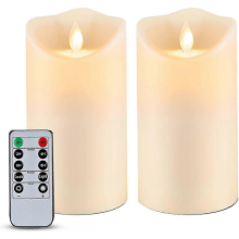 6 X 3.25 Outdoor Waterproof Flameless Candles, Flickering Moving Flame Led Candles, Battery Operated Candles Remote WG