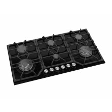 Avelis A609BLK 90cm 6 Burner Black Gas Hob with 2 Dual Wok Burners