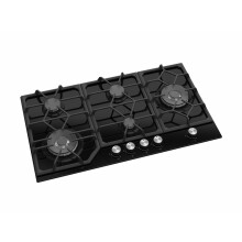 Avelis - 90cm 5 Burner Black Glass Hob with 2 Wok Burners