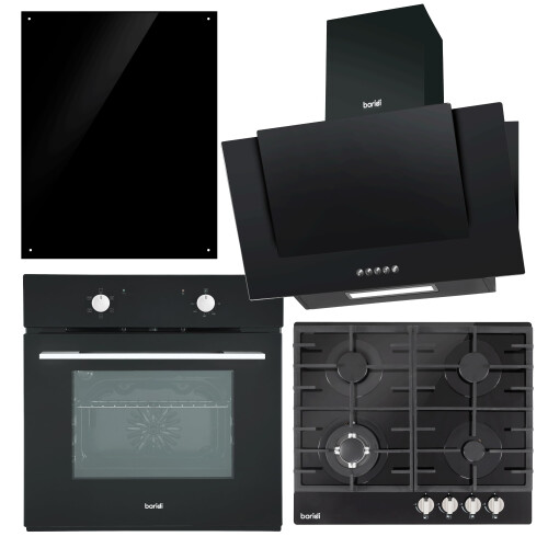 Baridi Kitchen Appliance Bundle 60cm, Integrated Fan-Assisted Oven, Bl