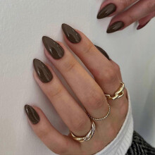 Brown Almond Shaped Nails,Press on Nails Glue on Nails Almond for Women,Acrylic