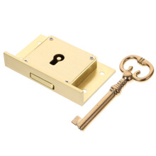 Zamek meblowy mosiężny złoty 6,4x4,8x2,4 cm