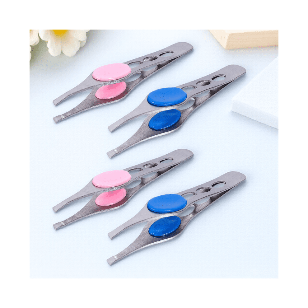 4-Piece Eyebrow Tweezer Set Stainless Steel