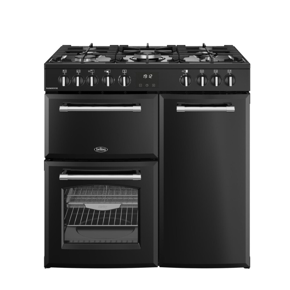 Belling Farmhouse 90Cm Dual Fuel Range Cooker Black