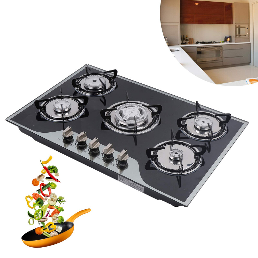 Charocean 5 Burner Gas Hob Built-In Stove 77X51cm Gas Burner Ng/Lpg Ga
