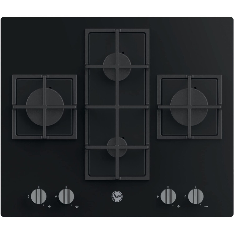 Hoover Hvg6dk3b 60 Cm Gas Hob, 4 Burners, Black