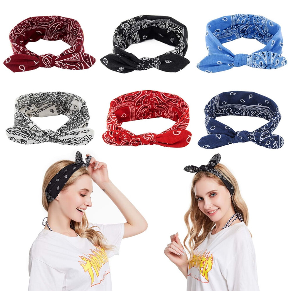 Boho Bow Headbands for Women and Girls 6-Pack