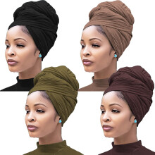 ZOUYUE Stretch-Turban-Kopftuch für schwarze Damen, 1-teilig