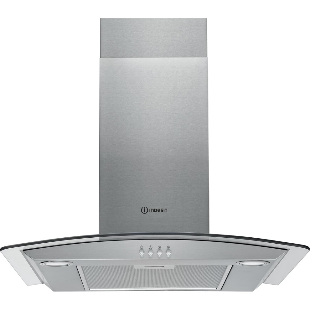 Indesit 60Cm Curved Glass Chimney Cooker Hood