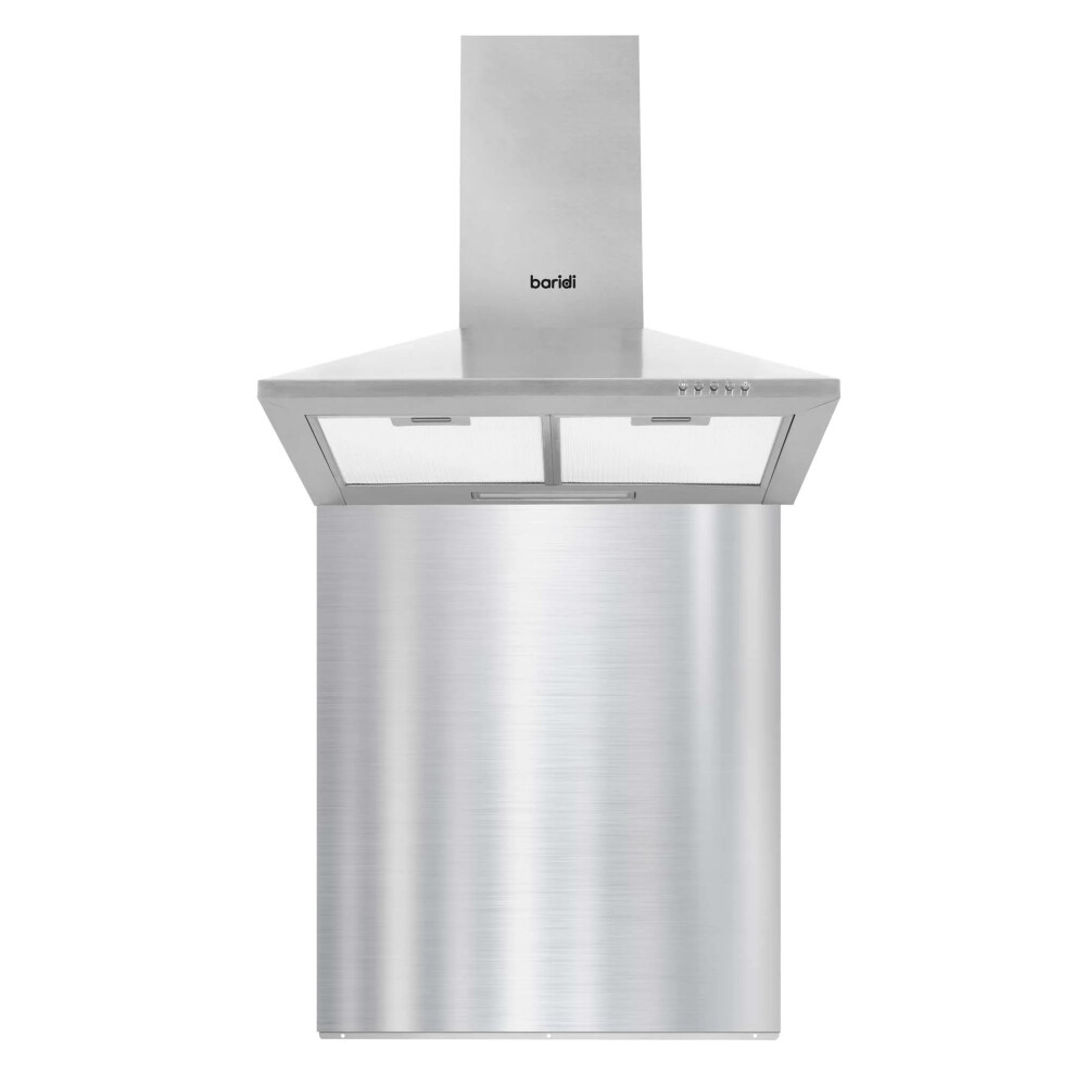 Baridi 60Cm Chimney Style Cooker Hood With Carbon Filters & Splashback