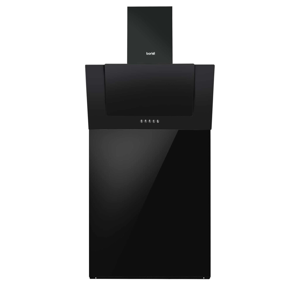 Baridi 60Cm Angled Chimney Cooker Hood With Carbon Filters & Black Gla