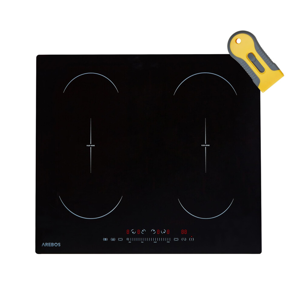 Arebos Induction Hob | 7200 W | 4 Hobs With 2 Double Flex Zones | 59 Cm | Self-Sufficient | With Sensor Touch, Timer, Childproof Lock, Overheating Pr