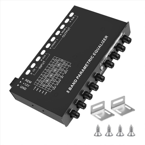 5-Band Car Audio Equalizer, Adjustable 5 Bands EQ Car Amplifier Graphic Equalizer with CD/AUX Input 2
