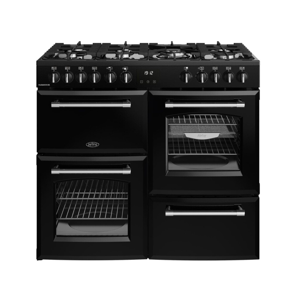Belling Farmhouse 100Cm Dual Fuel Range Cooker Black