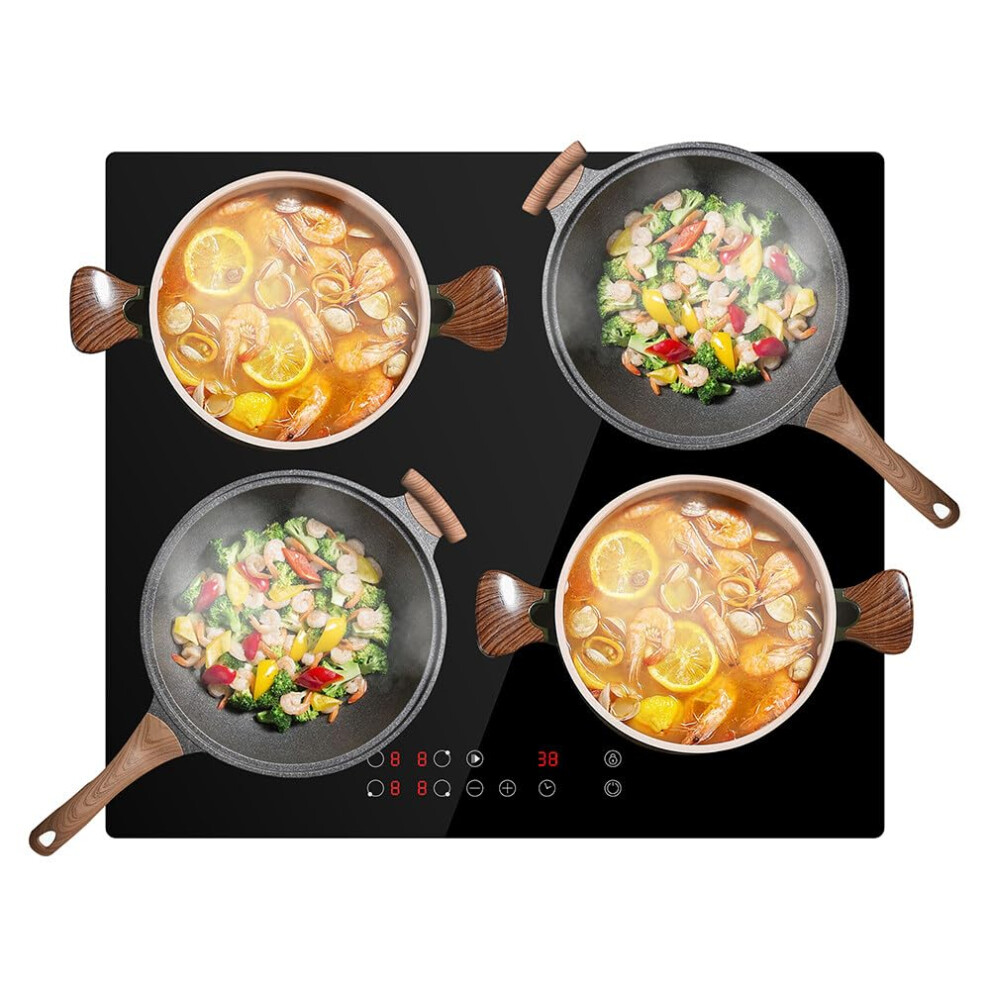 Panana Built-In 4 Zones Induction Hob, Induction Hobs With Slim Black