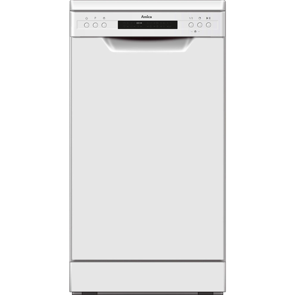 Amica Adf450wh Freestanding Slimline Dishwasher, 10 Place Settings, White